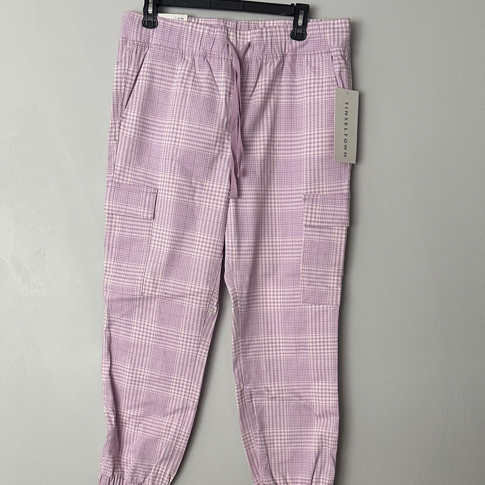 Tinseltown Lavender Checkered Joggers